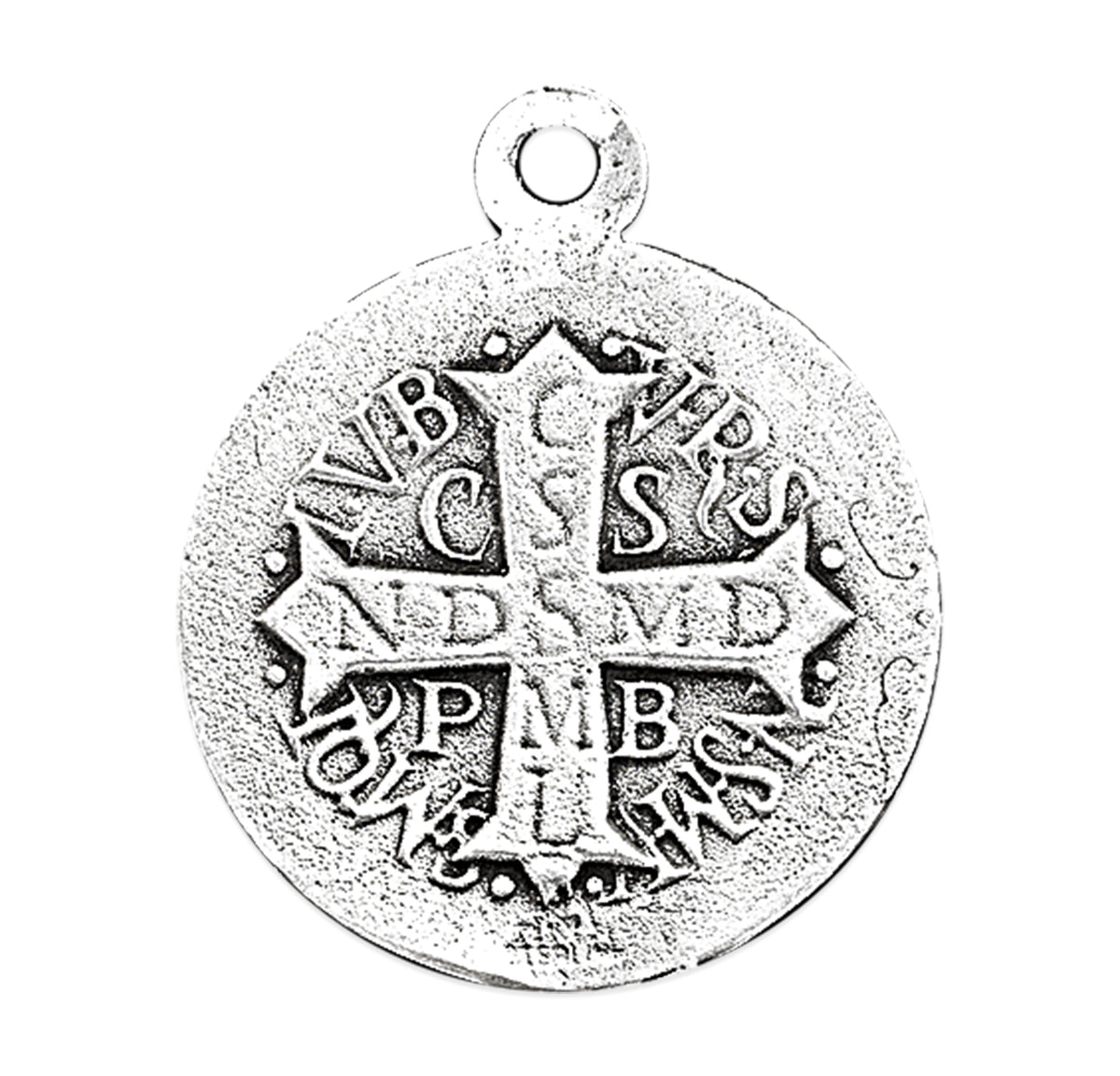 Saint Benedict Profile Round Medal Necklace, Sterling Silver