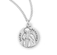 Saint Benedict Profile Round Medal Necklace, Sterling Silver