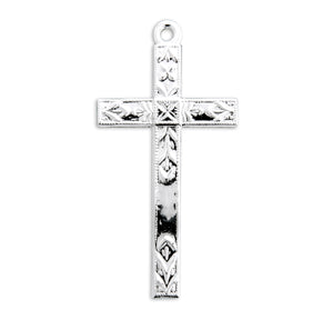 Lightweight Extra Large Detailed Cross Necklace, Sterling Silver