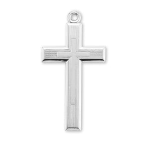 Heavy Extra Large Engraved Cross Necklace, Sterling Silver