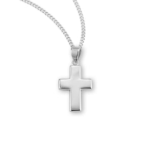 Plain Wide Cross Necklace, Sterling Silver