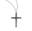 Engraved Leaf Cross Necklace, Sterling Silver