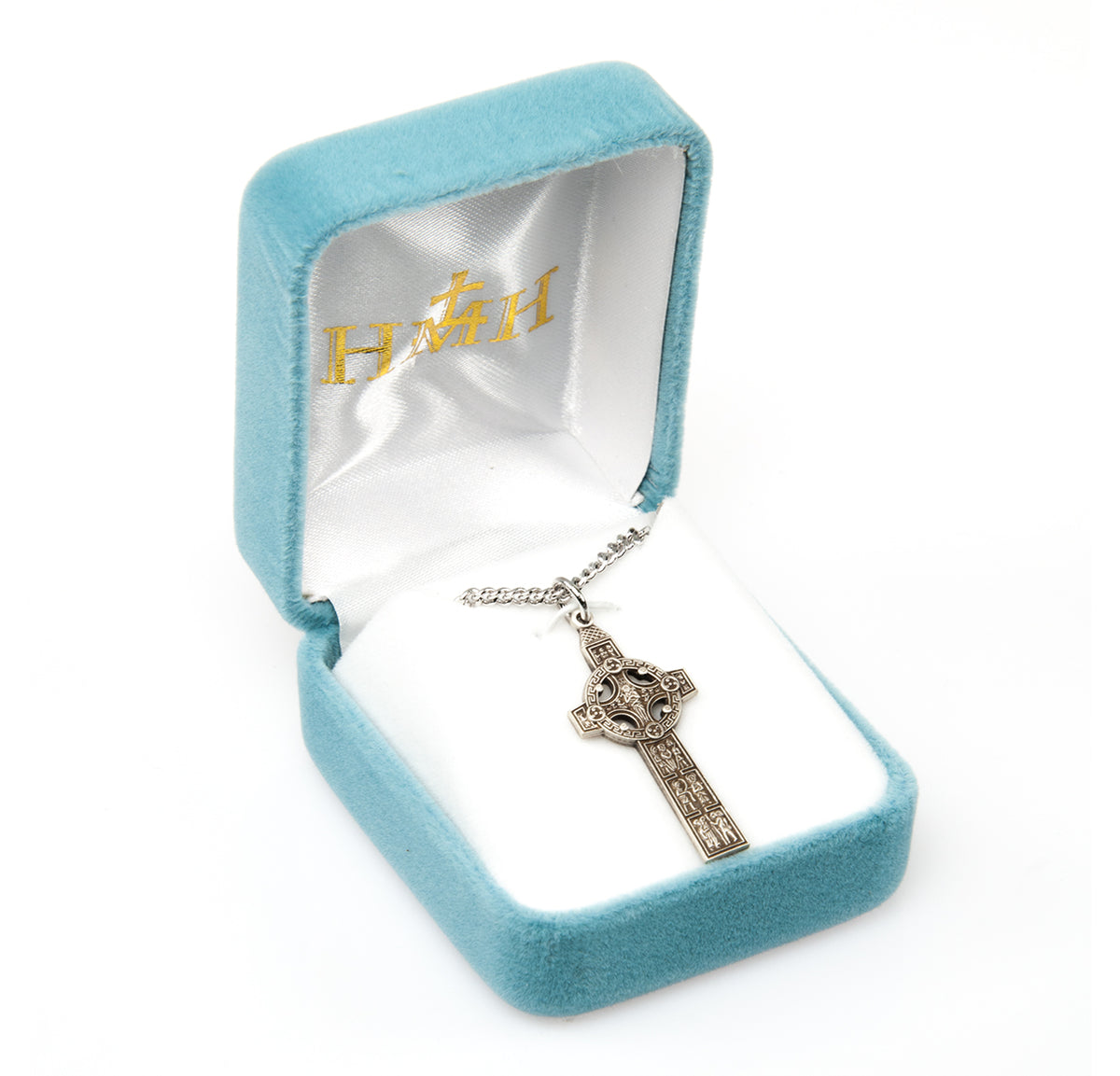 Celtic High Cross Necklace with Figure Panels, Sterling Silver