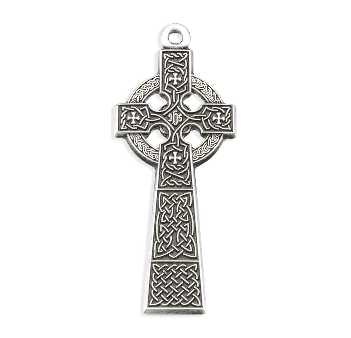 Lightweight Large Irish Celtic Cross Necklace, Sterling Silver