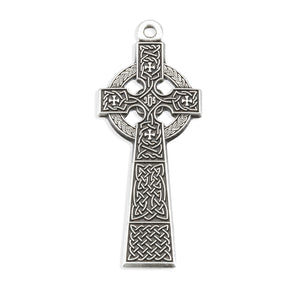 Lightweight Large Irish Celtic Cross Necklace, Sterling Silver
