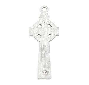 Celtic High Cross Necklace with Floral Panels, Sterling Silver