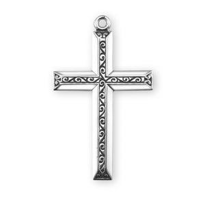 Extra Large Black Enameled Cross Necklace, Sterling Silver