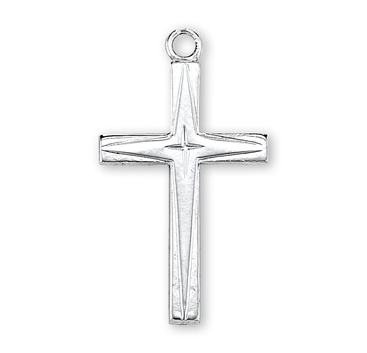 Lightweight Medium High Polish Cross Necklace, Sterling Silver