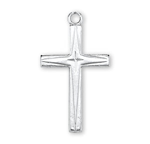 Lightweight Medium High Polish Cross Necklace, Sterling Silver