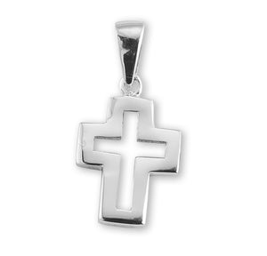 Small Cut-Out Cross Necklace, Sterling Silver
