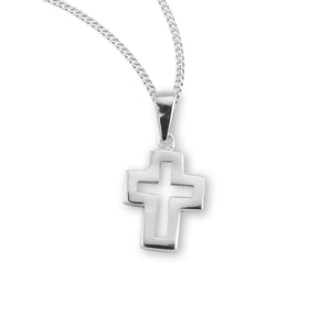 Small Cut-Out Cross Necklace, Sterling Silver