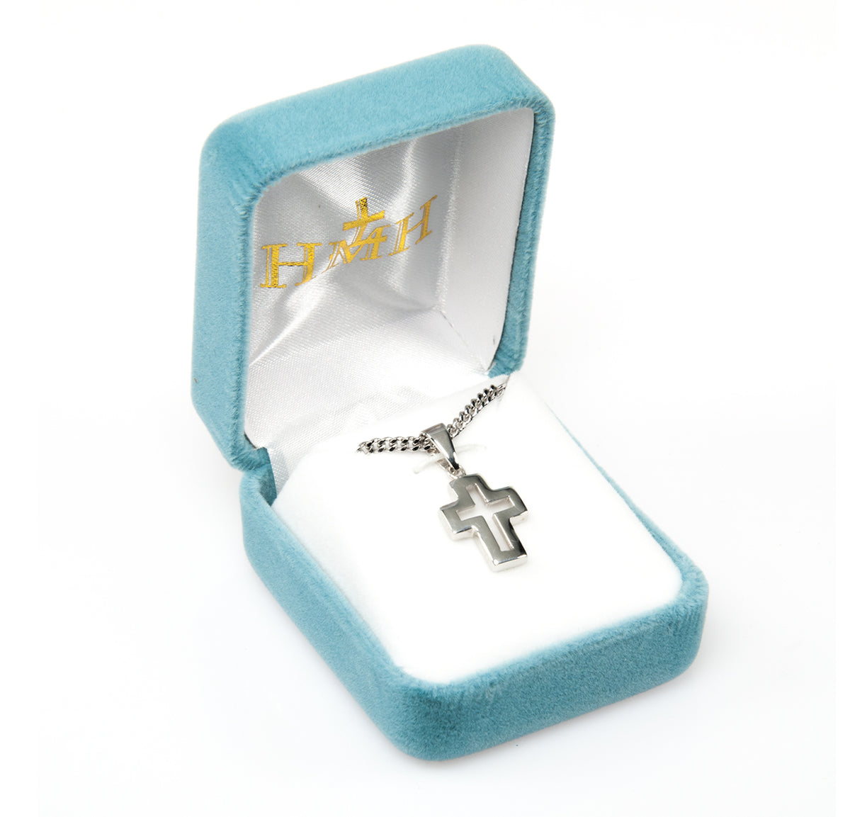 Small Cut-Out Cross Necklace, Sterling Silver