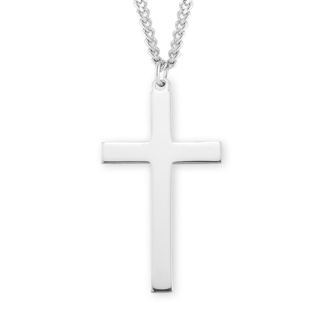 High Polish Latin Cross Necklace, Sterling Silver