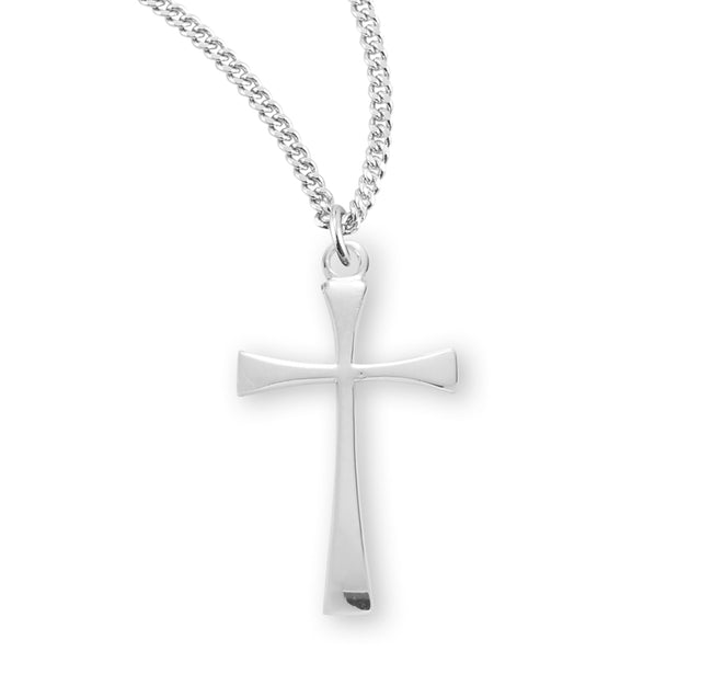 Tapered End Cross Necklace, Sterling Silver