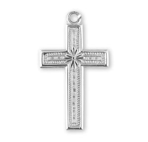 Textured Inlay Cross Necklace, Sterling Silver