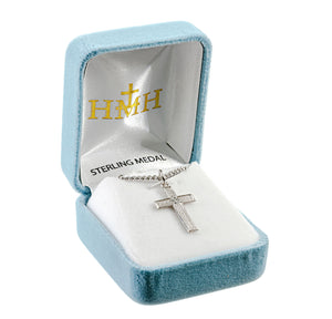 Textured Inlay Cross Necklace, Sterling Silver