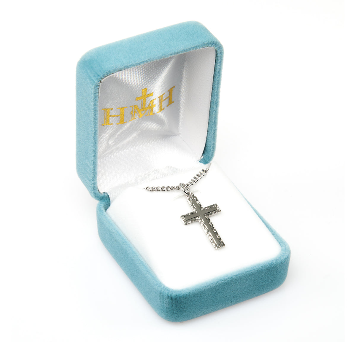 Medium Detailed Cross Necklace, Sterling Silver