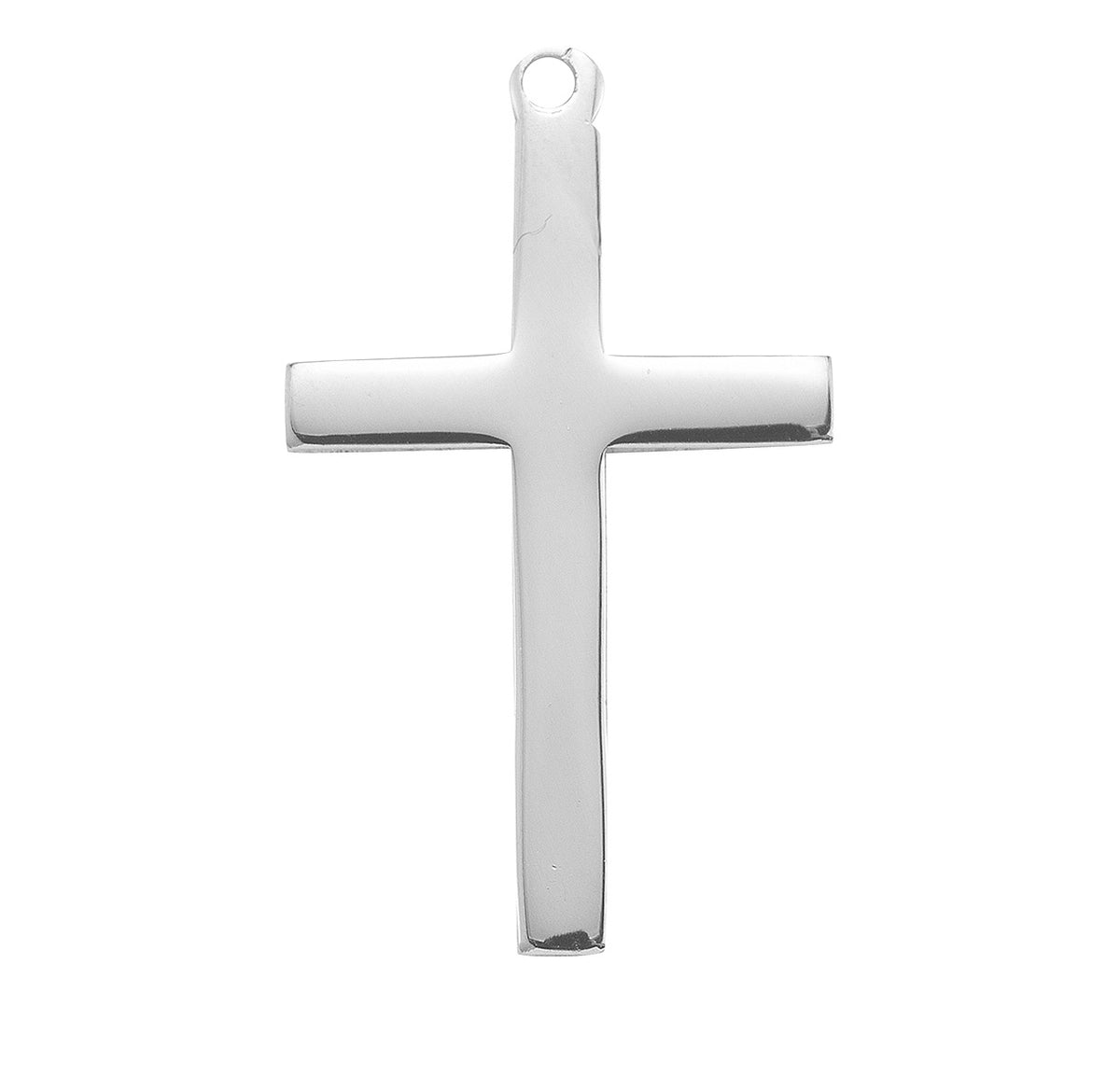 Flat High Polish Cross Necklace, Sterling Silver