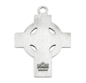 Celtic Knotwork Cross Necklace with Rope Ring, Sterling Silver