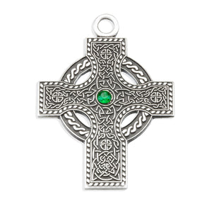 Heavy Large Irish Celtic Cross Necklace, Sterling Silver