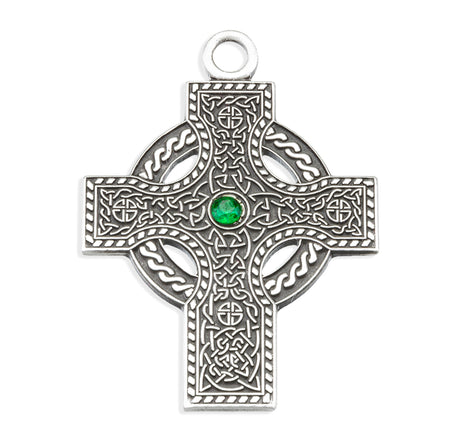 Heavy Large Irish Celtic Cross Necklace, Sterling Silver