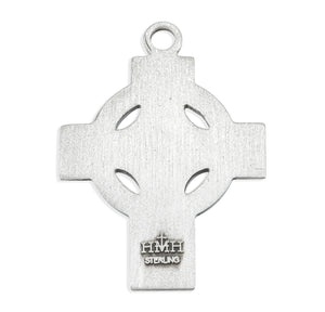 Heavy Large Irish Celtic Cross Necklace, Sterling Silver