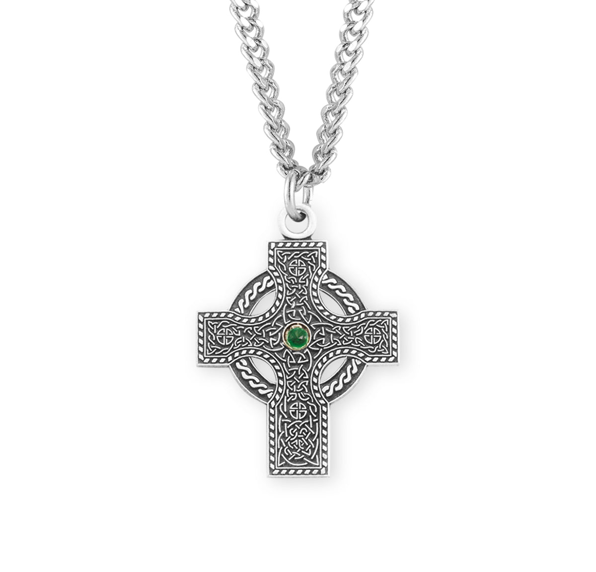 Heavy Large Irish Celtic Cross Necklace, Sterling Silver