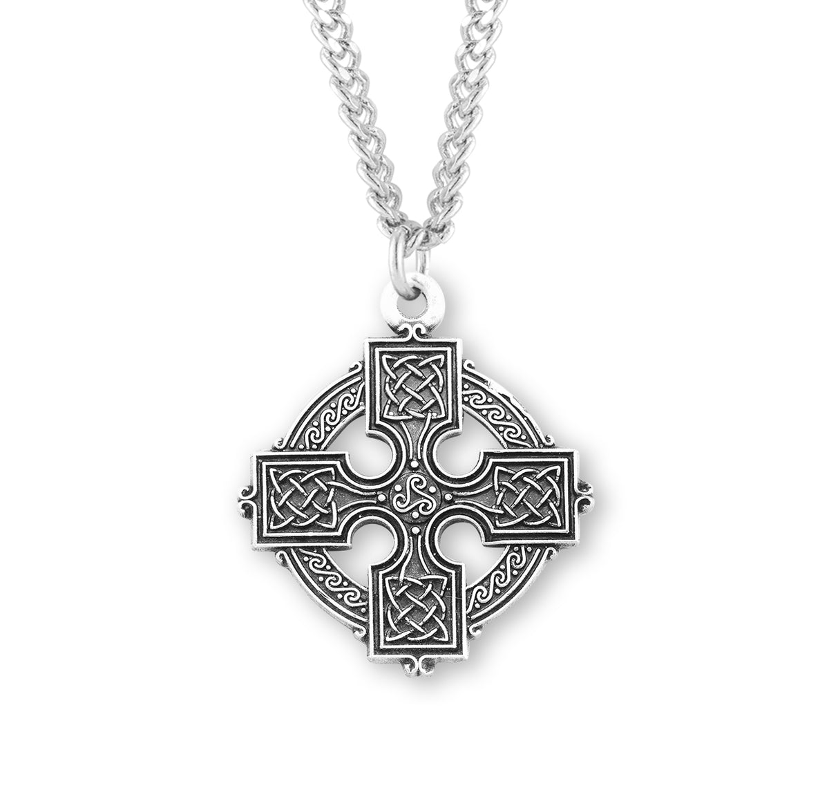 Celtic Wheel Cross Necklace, Sterling Silver