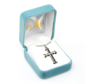 Twist Cross Necklace, Sterling Silver
