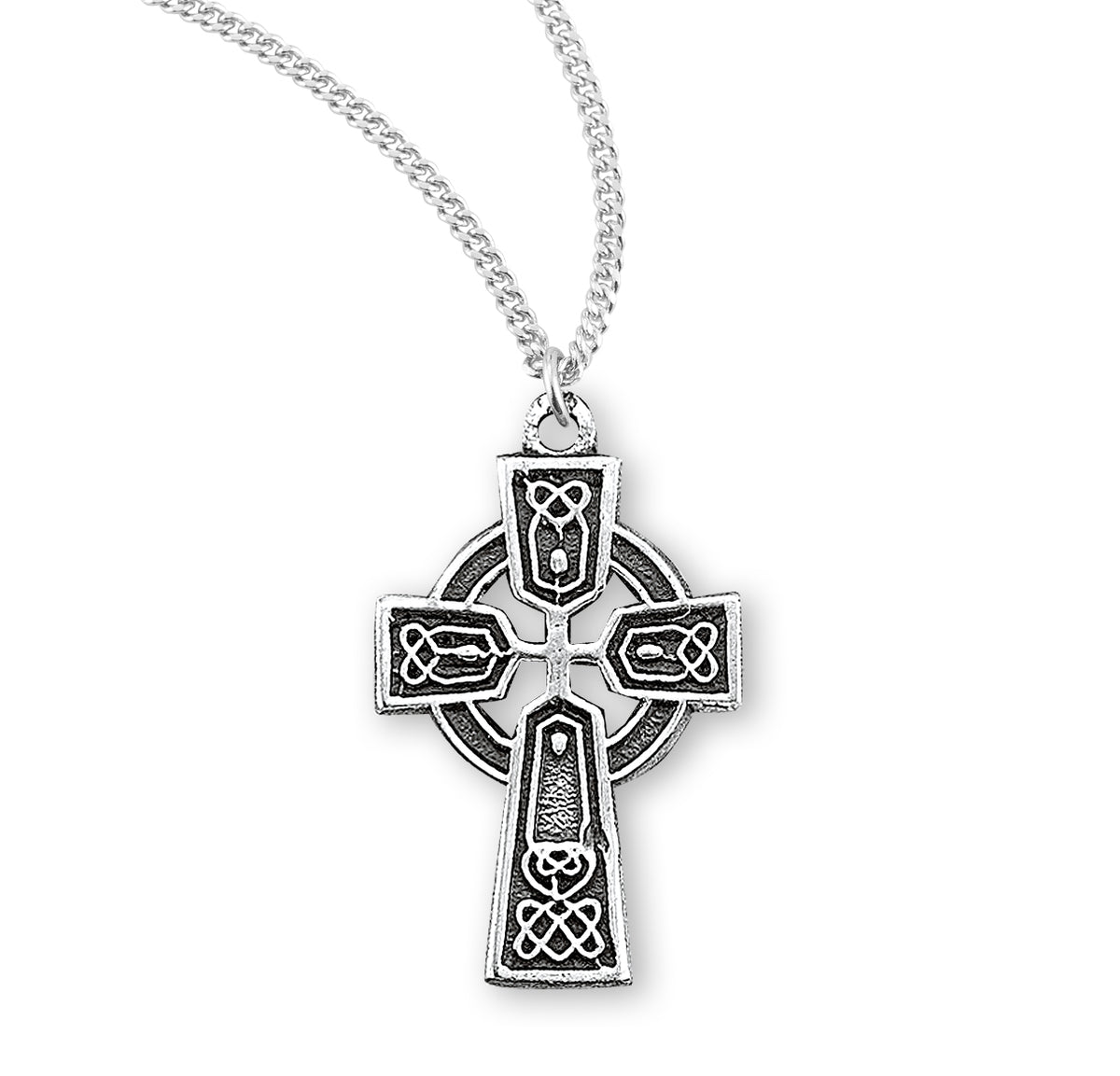 Lightweight Small Irish Celtic Cross Necklace, Sterling Silver