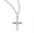 Twisted Two-Tone Cross Necklace, Sterling Silver