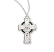 White Enameled Irish Celtic Cross Necklace, Sterling Silver