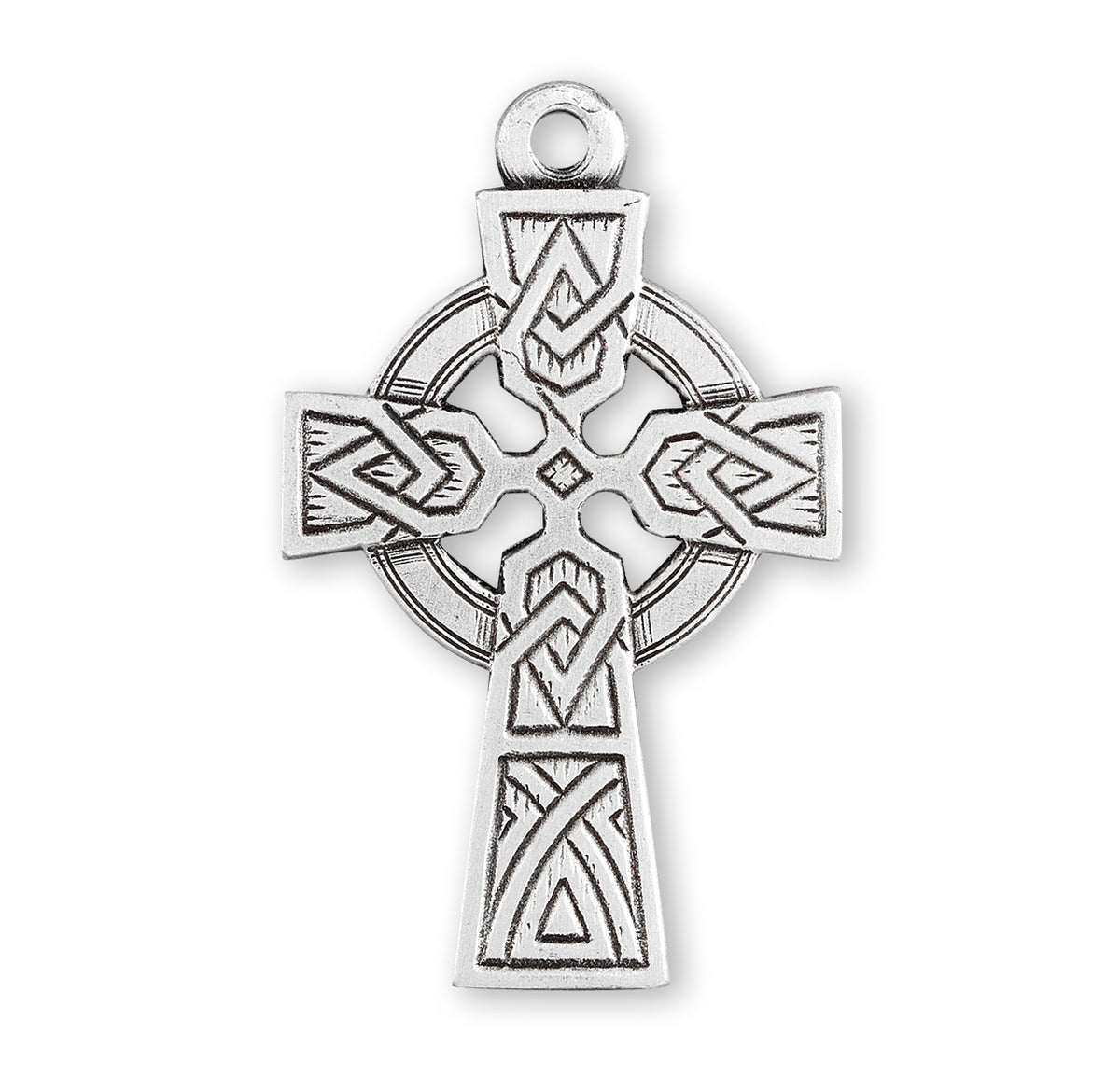 Celtic Knot Cross Necklace with Open Ring, Sterling Silver