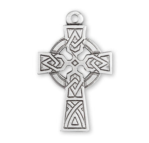Celtic Knot Cross Necklace with Open Ring, Sterling Silver