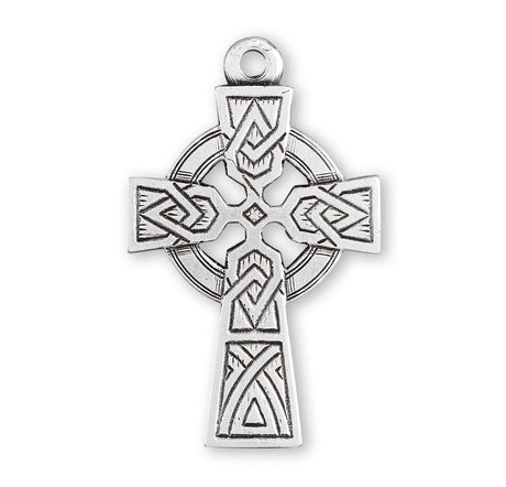 Celtic Knot Cross Necklace with Open Ring, Sterling Silver