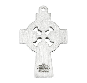 Celtic Knot Cross Necklace with Open Ring, Sterling Silver