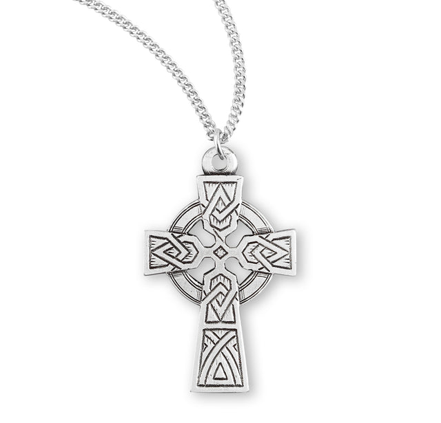 Celtic Knot Cross Necklace with Open Ring, Sterling Silver