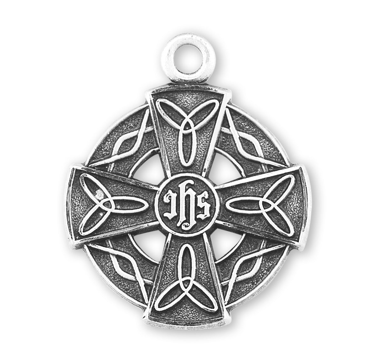 Heavy Small Irish Celtic Cross Necklace, Sterling Silver