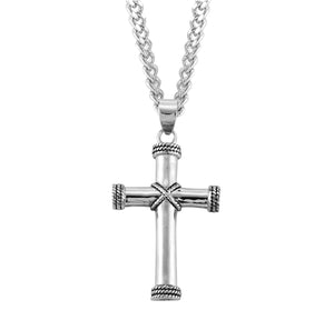 Rope Tip Cross Necklace, Sterling Silver