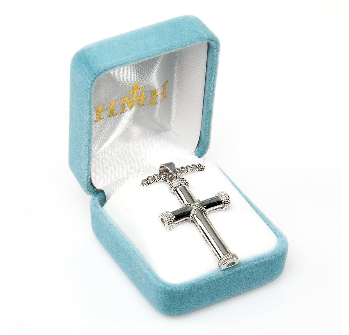 Rope Tip Cross Necklace, Sterling Silver