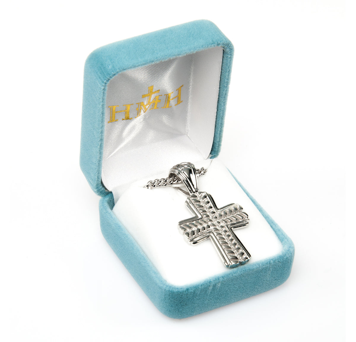 Wide Wheat Cross Necklace, Sterling Silver