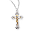 Flare Tip Two-Tone Crucifix Necklace, Sterling Silver