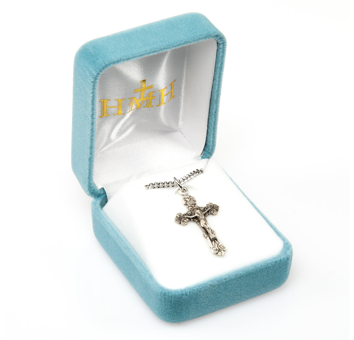 Large Fancy Filigree Crucifix Necklace, Sterling Silver