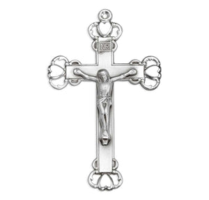 Heart Tipped Crucifix Necklace, Sterling Silver