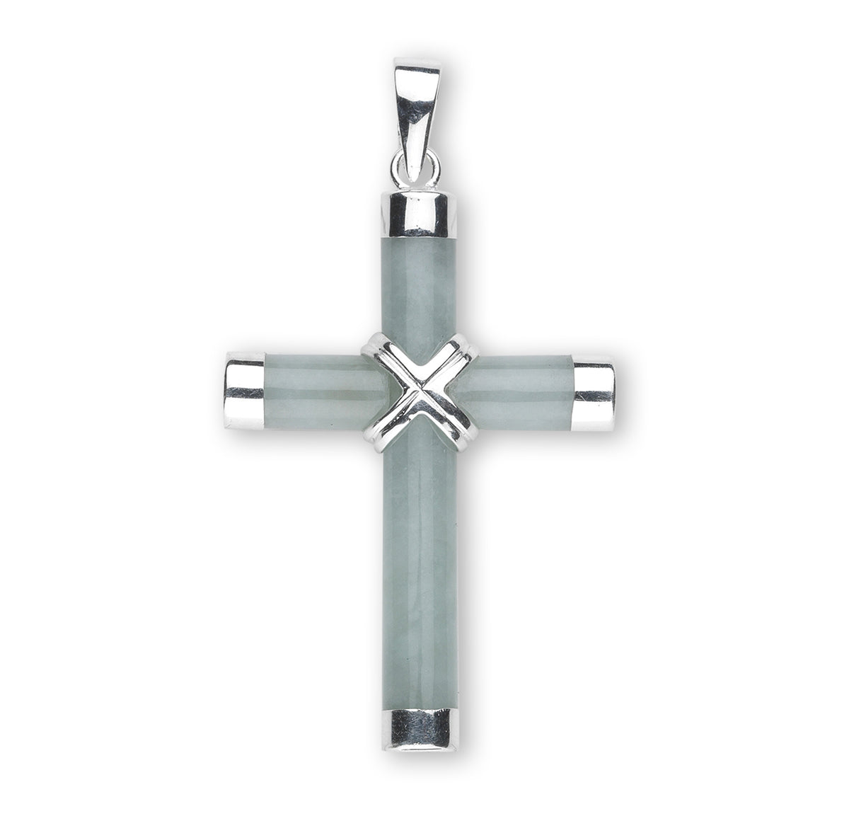 Aventurine Cross Necklace, Sterling Silver