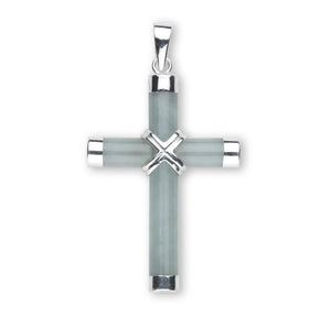 Aventurine Cross Necklace, Sterling Silver