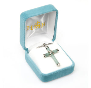 Aventurine Cross Necklace, Sterling Silver