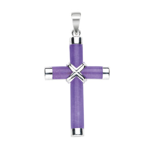 Amethyst Cross Necklace, Sterling Silver