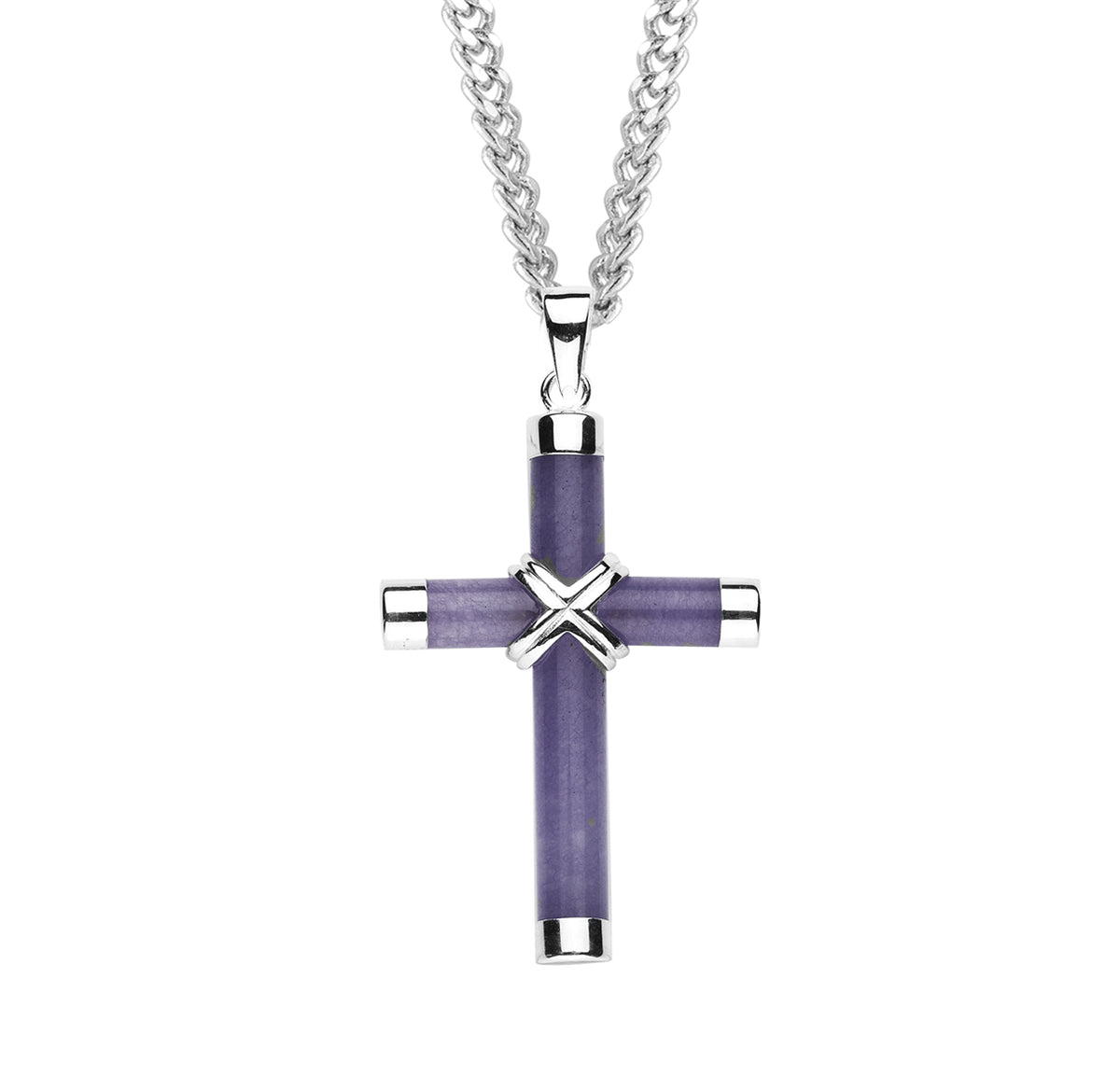 Amethyst Cross Necklace, Sterling Silver