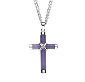Amethyst Cross Necklace, Sterling Silver